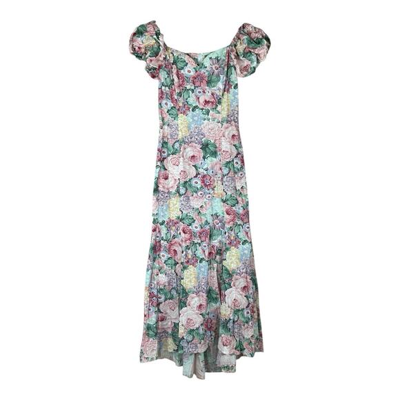 Vintage Jessica McClintock Cottagecore Long Dress Floral Rose Cotton 9/10 Small - Picture 6 of 10